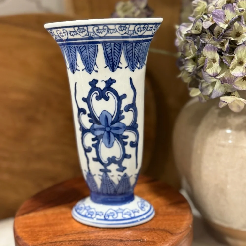 Collection of Vintage Blue and White Ceramic Blue & White  Vases